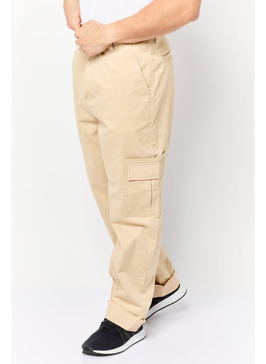 ESPRIT Men Regular Fit Solid Cargo Pant, Khaki  - Image 3