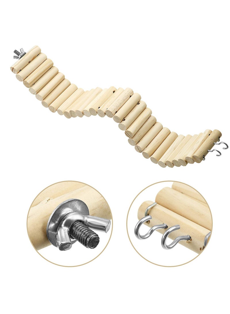KASTWAVE 2 Pieces Wooden Pet Ladder Bridge, Bendable Wood Bridge Toy for Hamster Mouse Chipmunk and Other Small Animals, Pet's Cage Habitat - Image 5