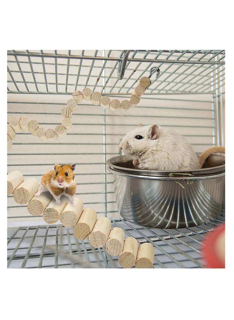 KASTWAVE 2 Pieces Wooden Pet Ladder Bridge, Bendable Wood Bridge Toy for Hamster Mouse Chipmunk and Other Small Animals, Pet's Cage Habitat - Image 3