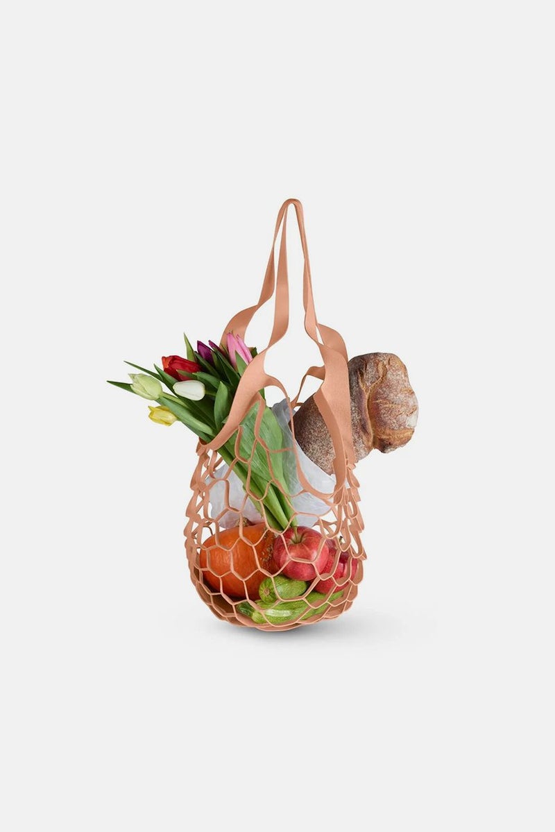 Tchibo حقيبة تسوق شبكية جلدية 24 سم ارتفاع × 47 سم طول × 13 سم عرض، بني - Image 2