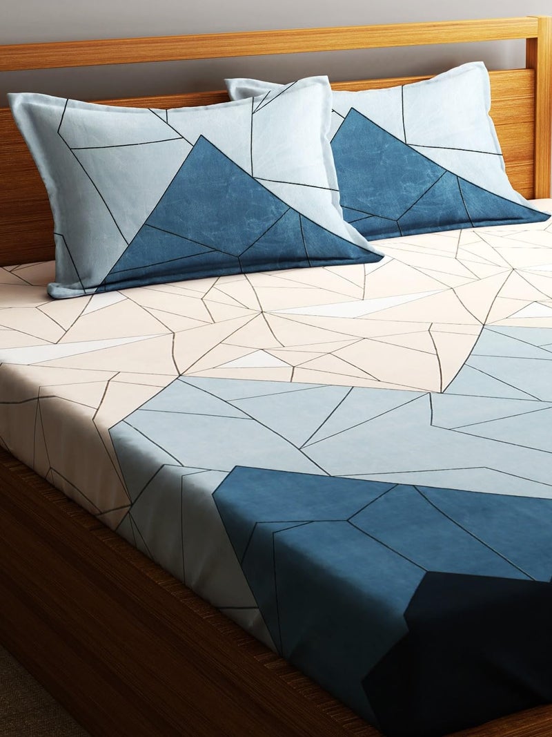 Fashion String 144TC Microfibre Abstract Geometric Line Art Double Bedsheet with 2 Pillow Covers - Image 3