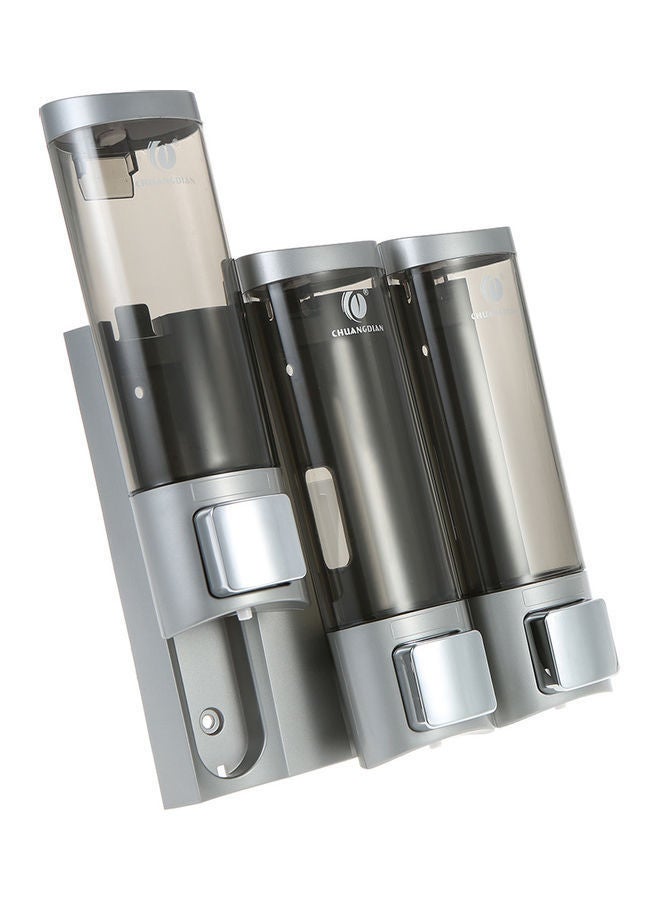 NIBEMINENT Wall Mounted Three Chamber Shampoo Box Silver/Clear 20.5 x 6.5 20.4cm - Image 5