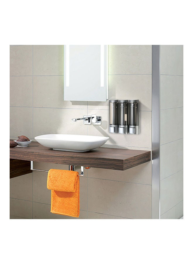 NIBEMINENT Wall Mounted Three Chamber Shampoo Box Silver/Clear 20.5 x 6.5 20.4cm - Image 3