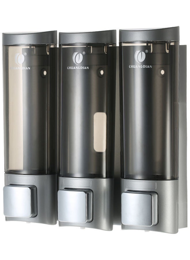 NIBEMINENT Wall Mounted Three Chamber Shampoo Box Silver/Clear 20.5 x 6.5 20.4cm - Image 4