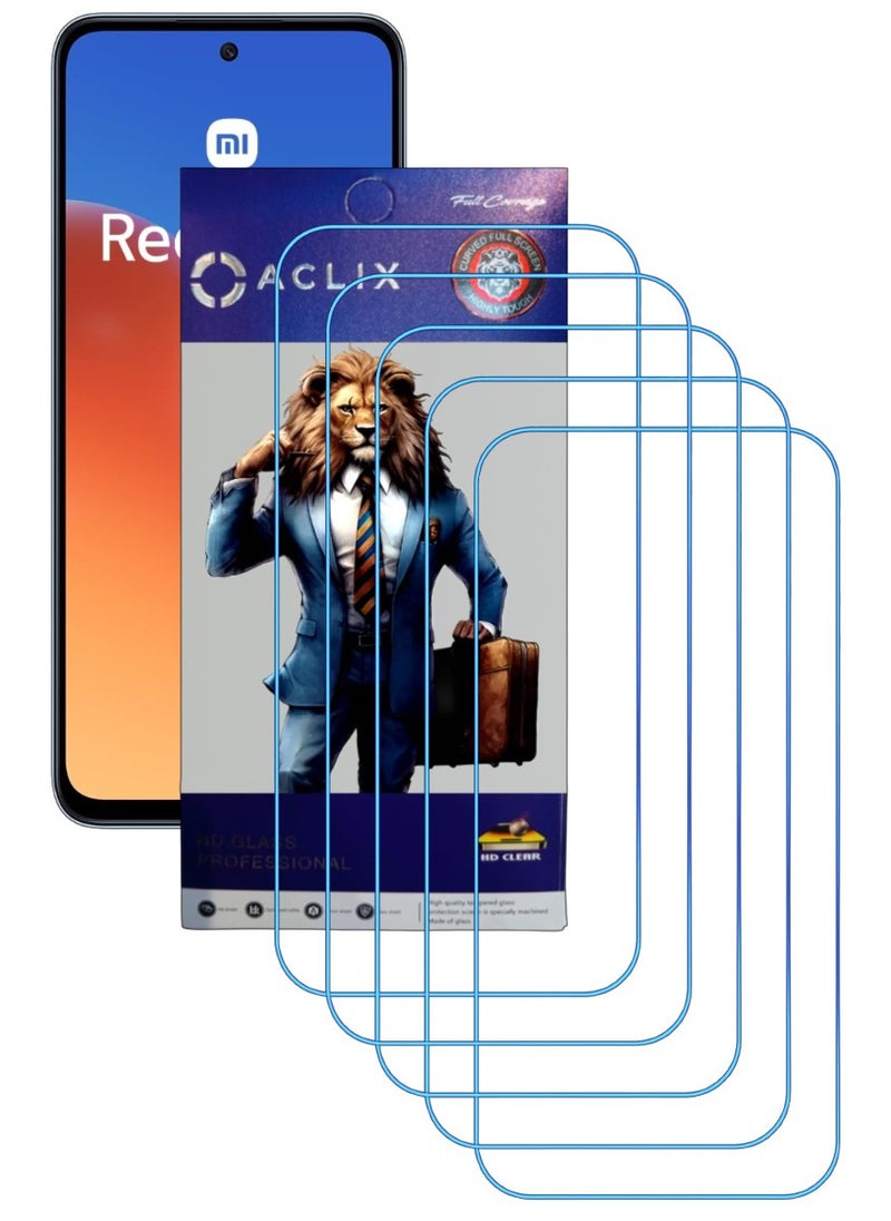 ACLIX 5 Pieces Antistatic ESD Dustproof Premium Quality High Definition Clear Tempered Glass Screen Protector Designed For Xiaomi Redmi 12 - Image 1