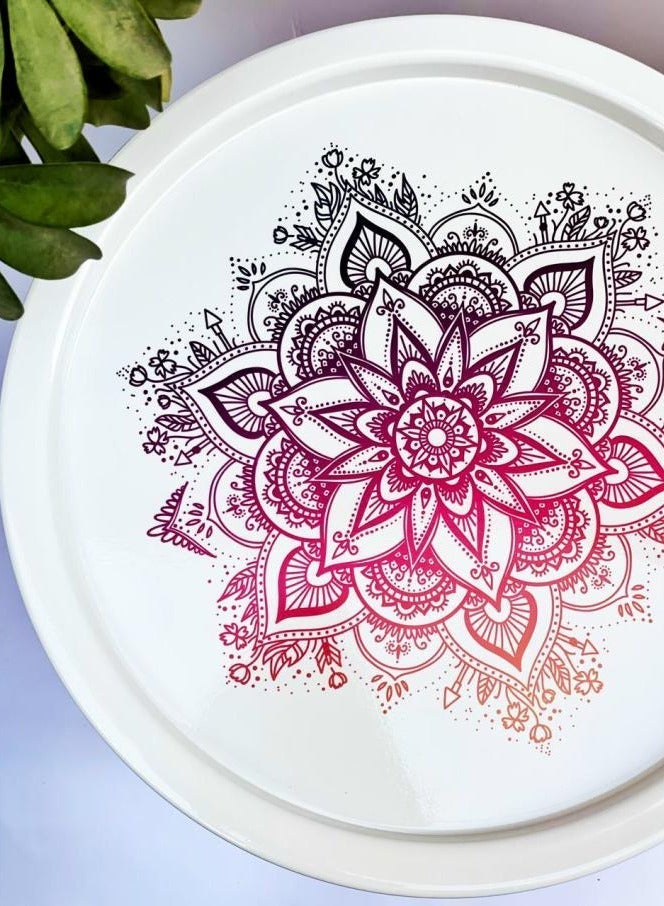TTTP The Professionals Choice FOLDABLE METAL TABLE CONSISTS OF ROUND TRAY AND BLACK STAND FOR THE LIVING ROOM (DIAMETER 46CM, HEIGHT 51CM) ROSE PATTERN COLOR - Image 2
