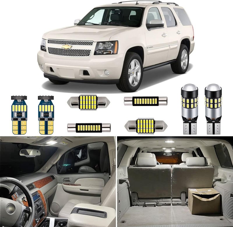 AUTOGINE مجموعة أضواء LED داخلية بيضاء من AUTOGINE مكونة من 14 قطعة لشيفروليه تاهو/سابربان و GMC يوكون (2007-2014) - Image 1