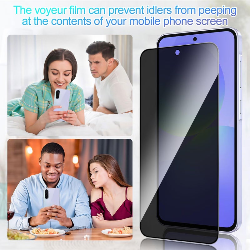 Lokyoo 2 Pack Privacy Screen Protector for Samsung Galaxy A36 5G[Anti-Spy Tempered Glass], Ultra HD, Anti-Scratch, Bubble-Free, Easy Install 9H Protective Glass for Galaxy A36 - Image 2