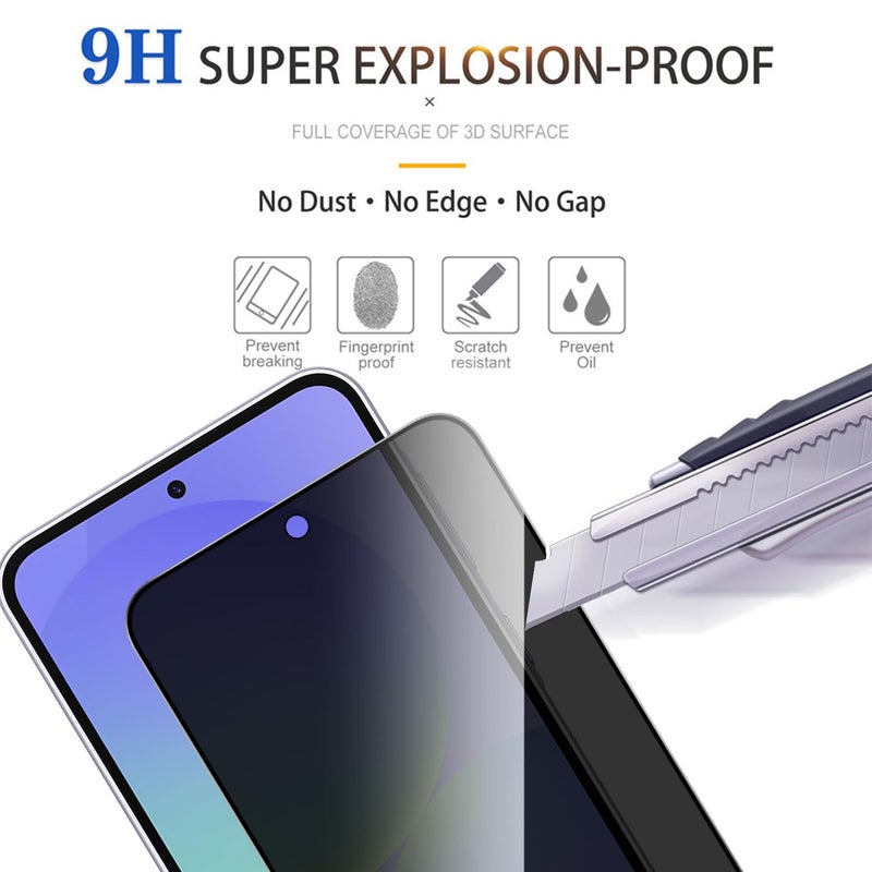 Lokyoo 2 Pack Privacy Screen Protector for Samsung Galaxy A36 5G[Anti-Spy Tempered Glass], Ultra HD, Anti-Scratch, Bubble-Free, Easy Install 9H Protective Glass for Galaxy A36 - Image 5