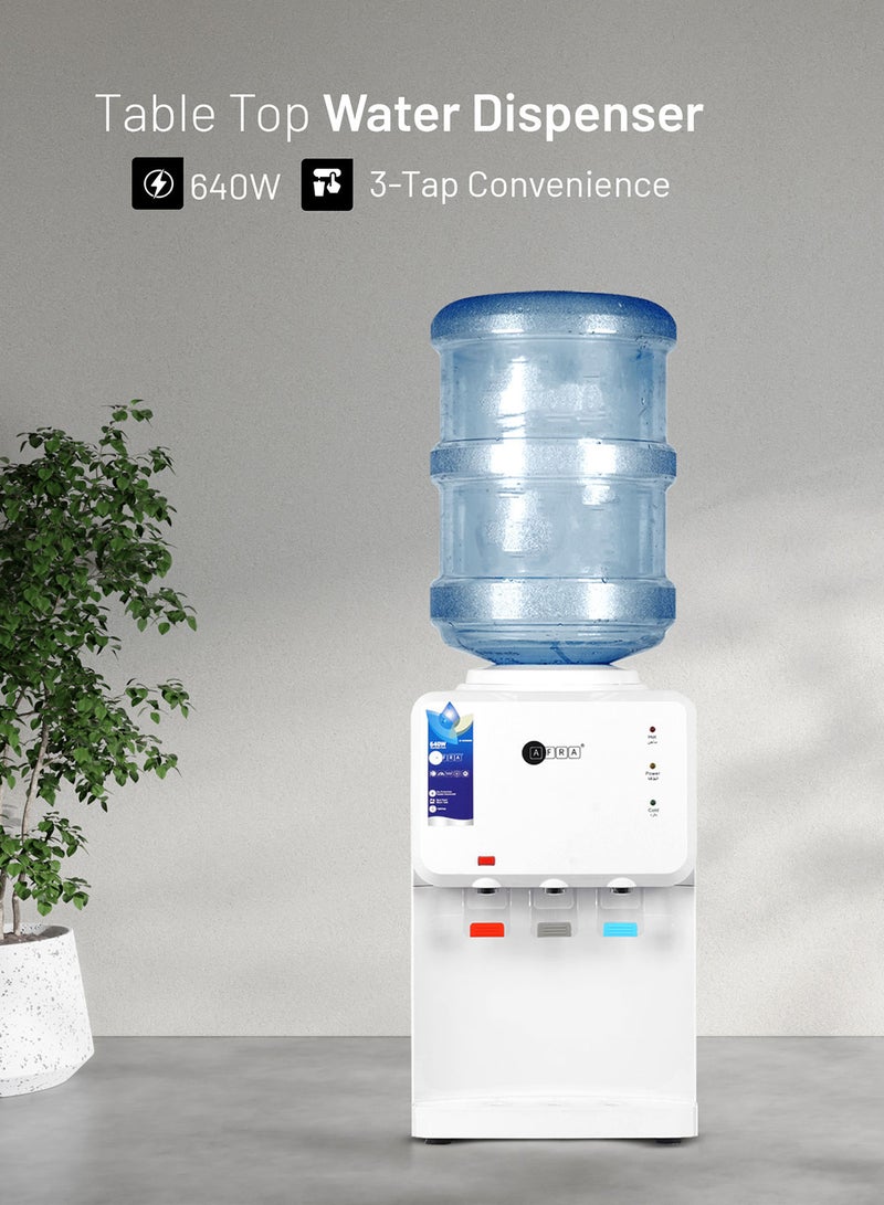 AFRA Table Top Water Dispenser, 550W Heating Power & 90W Cooling Power, Dry Protection, Double Thermostat, Rust Proof Water Tank, 2L /Hr Fast Cooling, Cold Water, 2-Year Warranty - Image 1