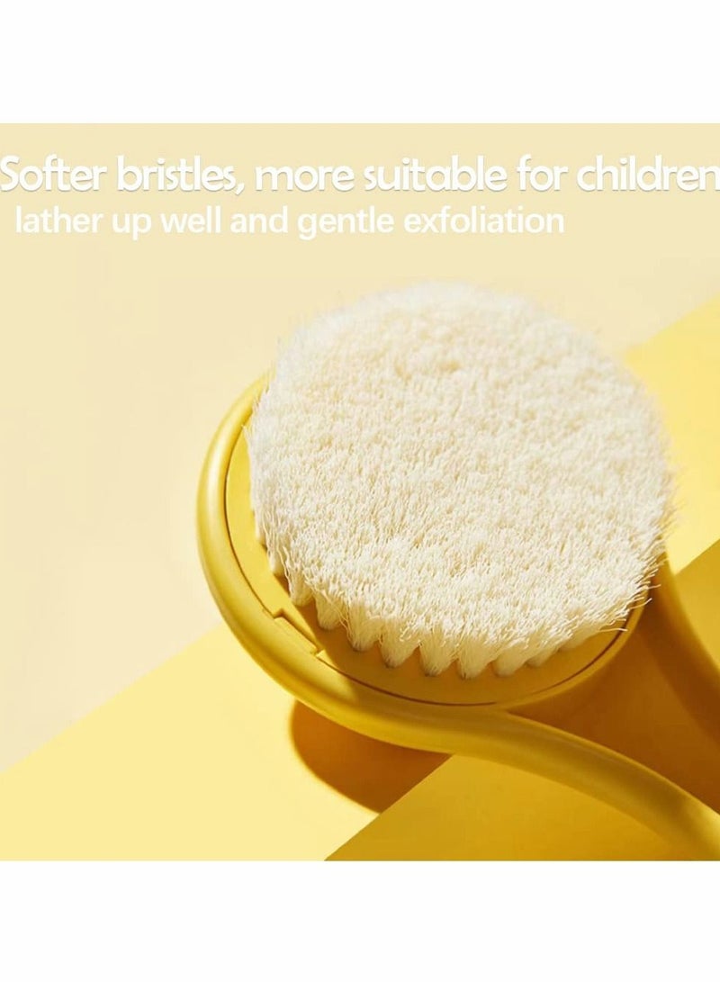 Little Yellow Eagle Bath Brush, Softer bristles, Long Handle, Suitable for Children Aged 3-12, Cleaning Sweat Stains and Beauty Bath, Wet or Dry Brush (14 inch, Lemon Yellow) - Image 4