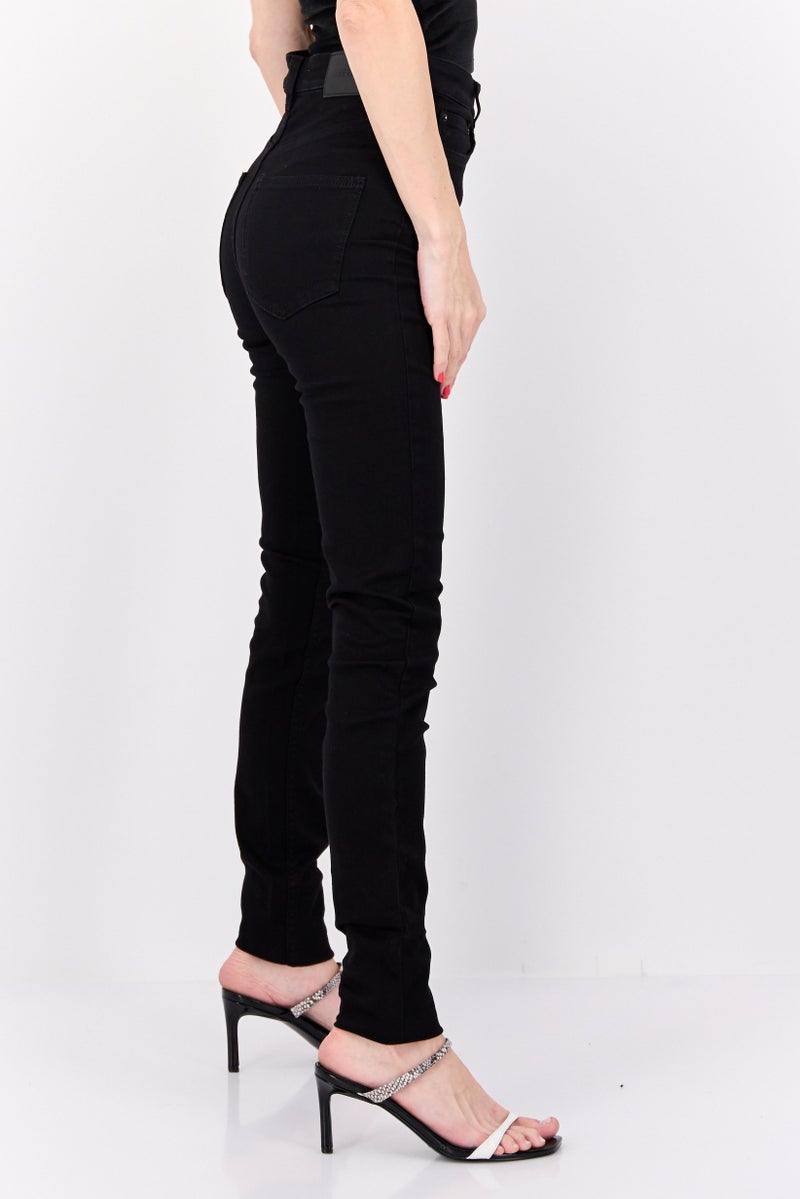 Weekday Women Skinny Fit High Rise Straight Leg Stretch Jeans, Black - Image 2