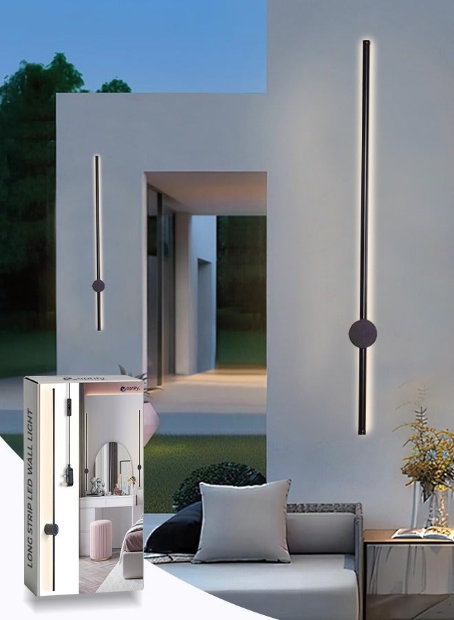 Eoptify Long Strip Led Wall Light, Modern Led Wall Lamp with 3 Color, Adjustable Black Long Strip Lamps, Aluminum Wall Lights for Living Room, Bedroom, Stairs & Balcony, Led Long Wall Light (100CM) - Image 1