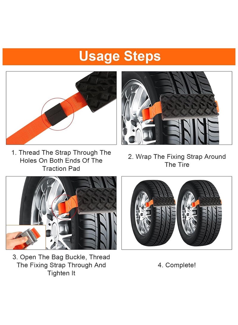 Set of 2 Rubber Strap for Off Road Car Tire Pulling on Snow Mud Sand