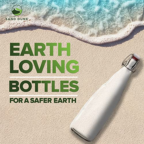 SAND DUNE Set of 1, 1000 ml Each OPT3 Blue Glass clip top cap water bottle with flip top cap, Leak-Proof for water, Juices - Reusable Travel Glass Drinking Fridge Bottles - Image 2