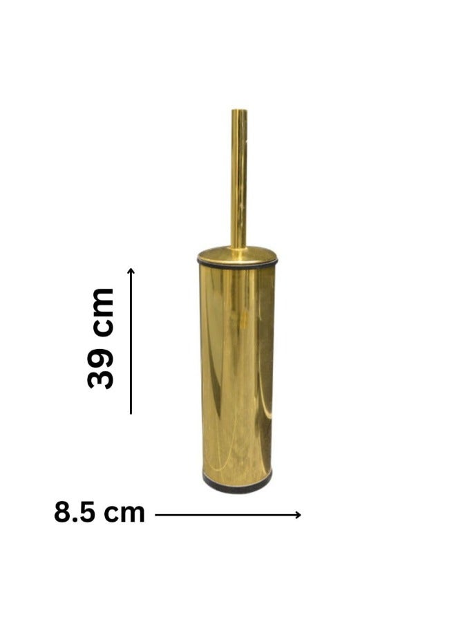 Stainless Steel Toilet and Bath Brush, Long Handle Stainless Steel Toilet Brush, Toilet Brush with Durable Cleaning Brush and Inner Bowl for Easy Cleaning 20x25x25 cm(Gold) - Image 2