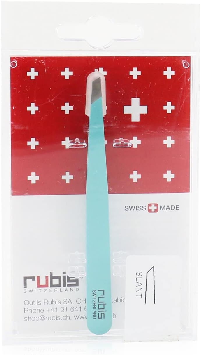 Rubis Tweezer Slanted Tip Stainless Steel Satin Blue