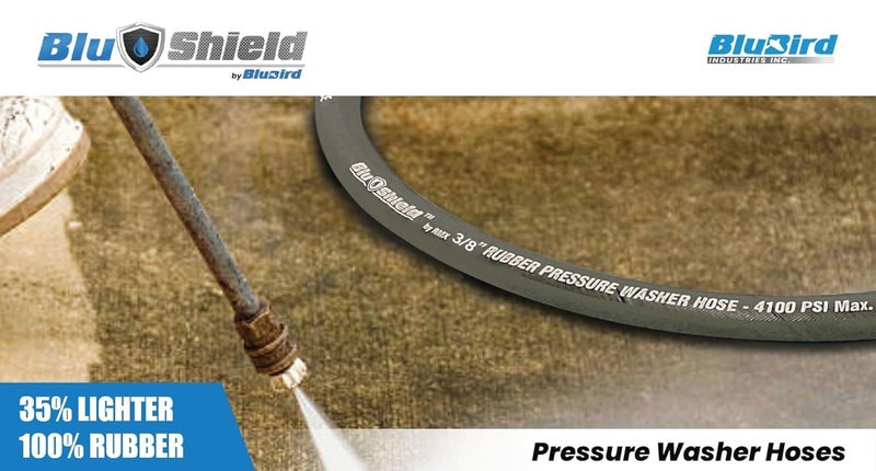 BluBird Blu Shield PW38100NM 38 x 100 Kevlar Braided Rubber Pressure Washer Hose Non Marking 4100 PSI Abrasion  Kink Resistant Flexible for HotCold Weather Heavy Duty for Commercial  Home Use  - Image 4