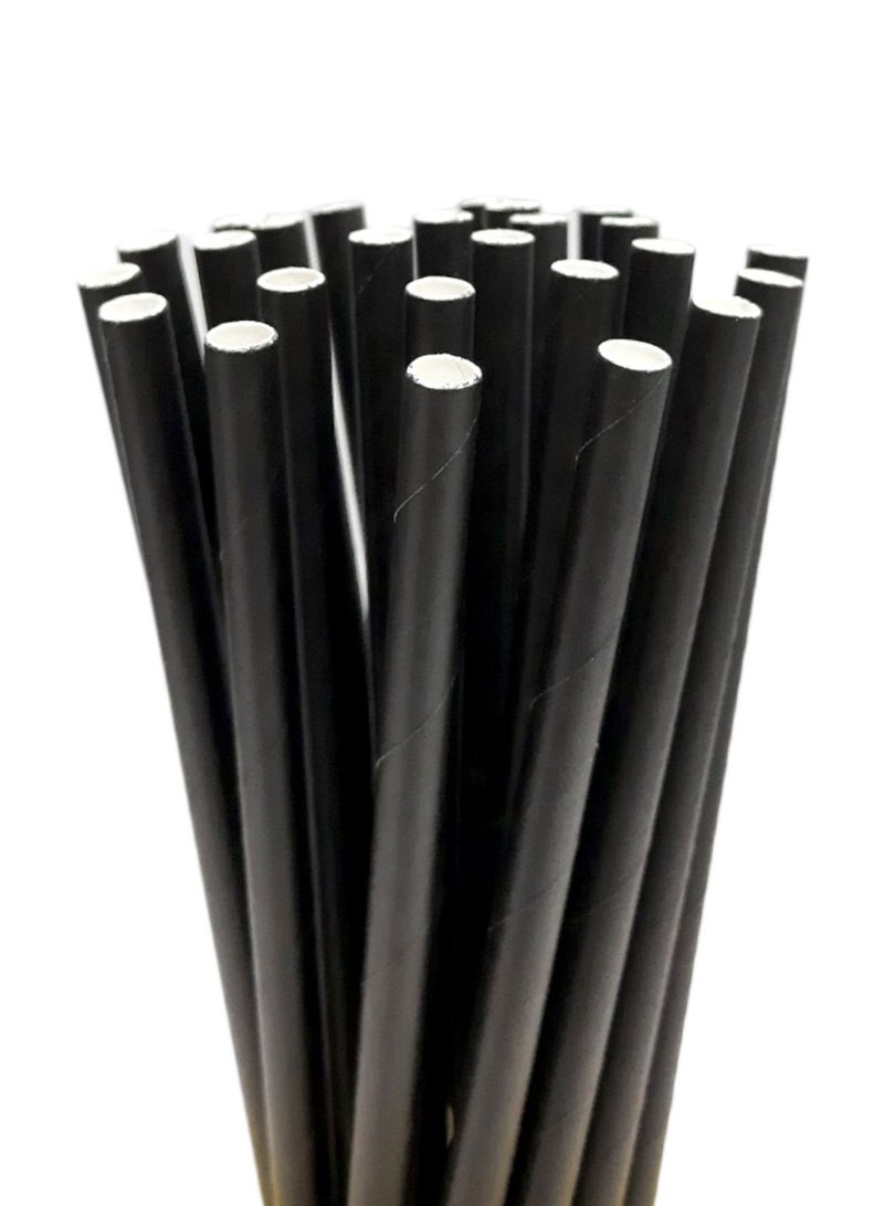 Party Time 25 Pieces Disposable Drinking Paper Straws 6mm Black Color Party Tableware Supply - Image 2