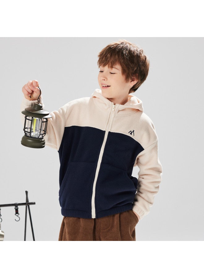 مكد 【polar Fleece】سترة سميكة مبطنة بالفراء للأولاد والبنات، معطف رياضي للأطفال بقلنسوة متوسط الوزن للخريف والشتاء، دافئ ومريح - Image 4