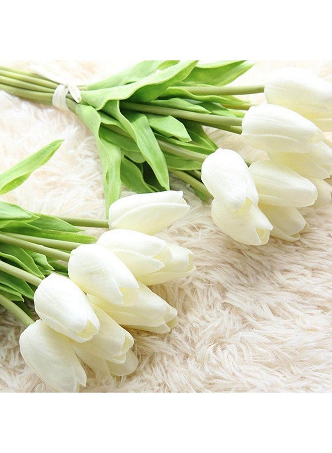 TIED RIBBONS Tied Ribbons 5 Pcs Artificial Tulip Flowers Bunches For Vase (Cream,34 Cm) Home Decoration Items For Living Room Corner Table Top Bedroom Wedding Party Decorative Gift Set (Vase Not Included) - Silk  - Image 4