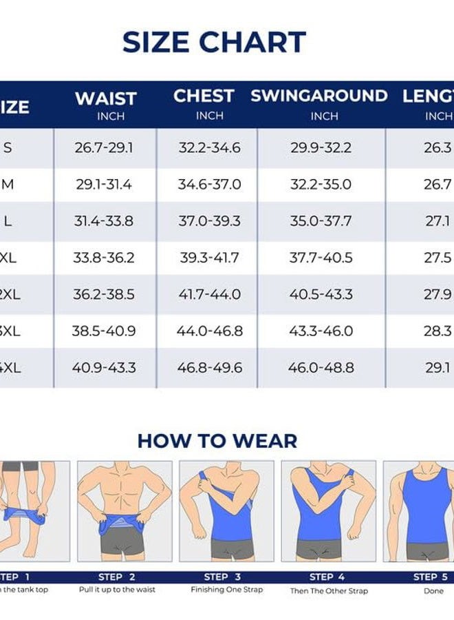 TAILONG Men's Compression Shirt for Body Shaper Slimming Vest Tight Tummy Underwear Tank Top, White, 3XL - Image 4