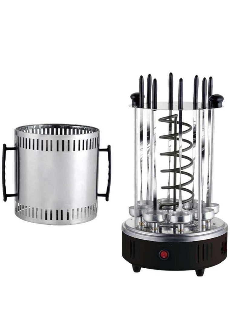 سوكاني آلة شوي أوتوماتيكية دوارة من الفولاذ المقاوم للصدأ – فرن شواء 1500 وات مع دوران 360° و8 أسياخ طويلة، تصميم لولبي، مشواة لجمعات العائلة - Image 1