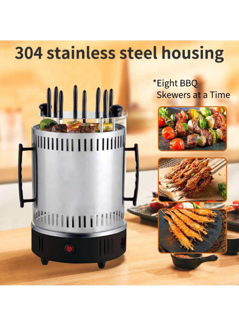 سوكاني آلة شوي أوتوماتيكية دوارة من الفولاذ المقاوم للصدأ – فرن شواء 1500 وات مع دوران 360° و8 أسياخ طويلة، تصميم لولبي، مشواة لجمعات العائلة - Image 2