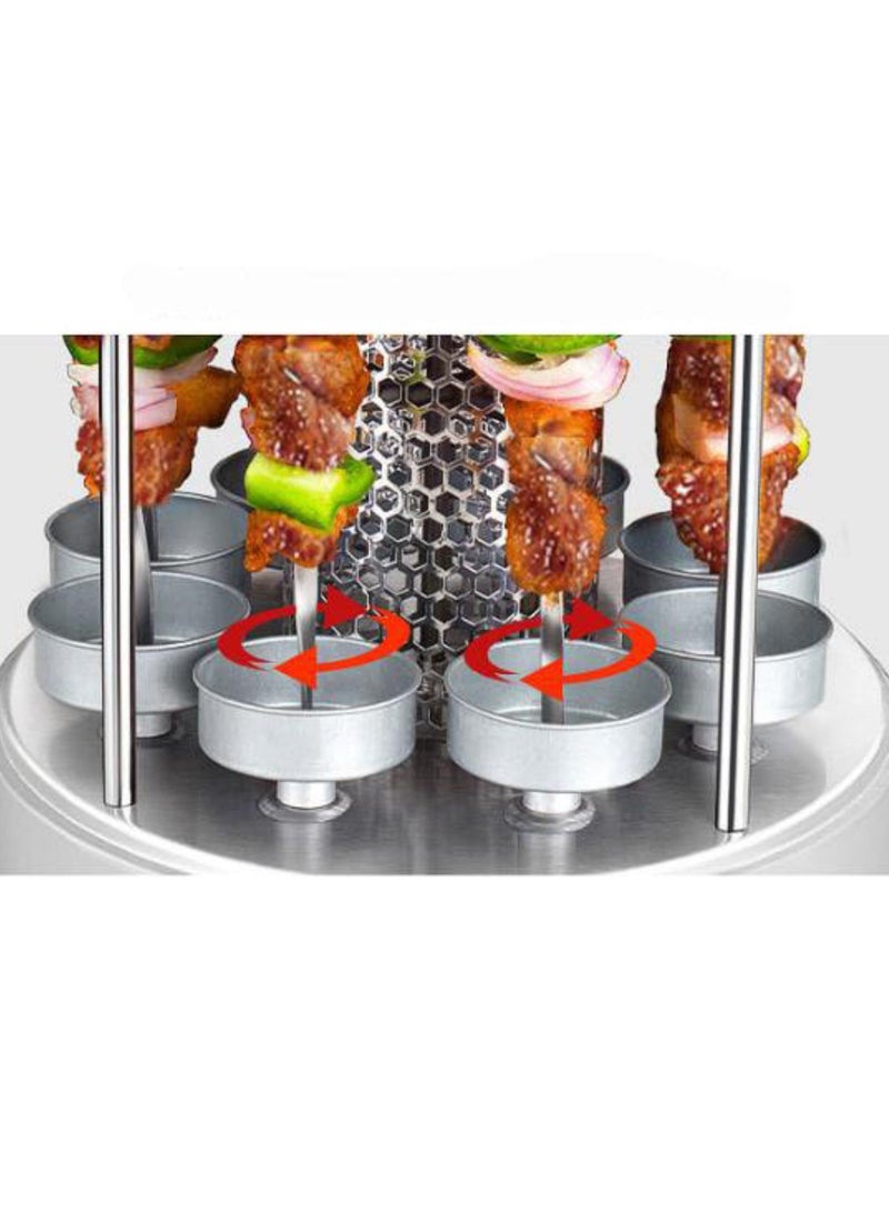 سوكاني آلة شوي أوتوماتيكية دوارة من الفولاذ المقاوم للصدأ – فرن شواء 1500 وات مع دوران 360° و8 أسياخ طويلة، تصميم لولبي، مشواة لجمعات العائلة - Image 5