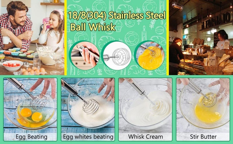 SKDBPM Kitchen Balloon Whisk Stainless Steel Spring Egg Beater Milk Whipper for Blending Whisking Beating or StirringPack of 1 - Image 4