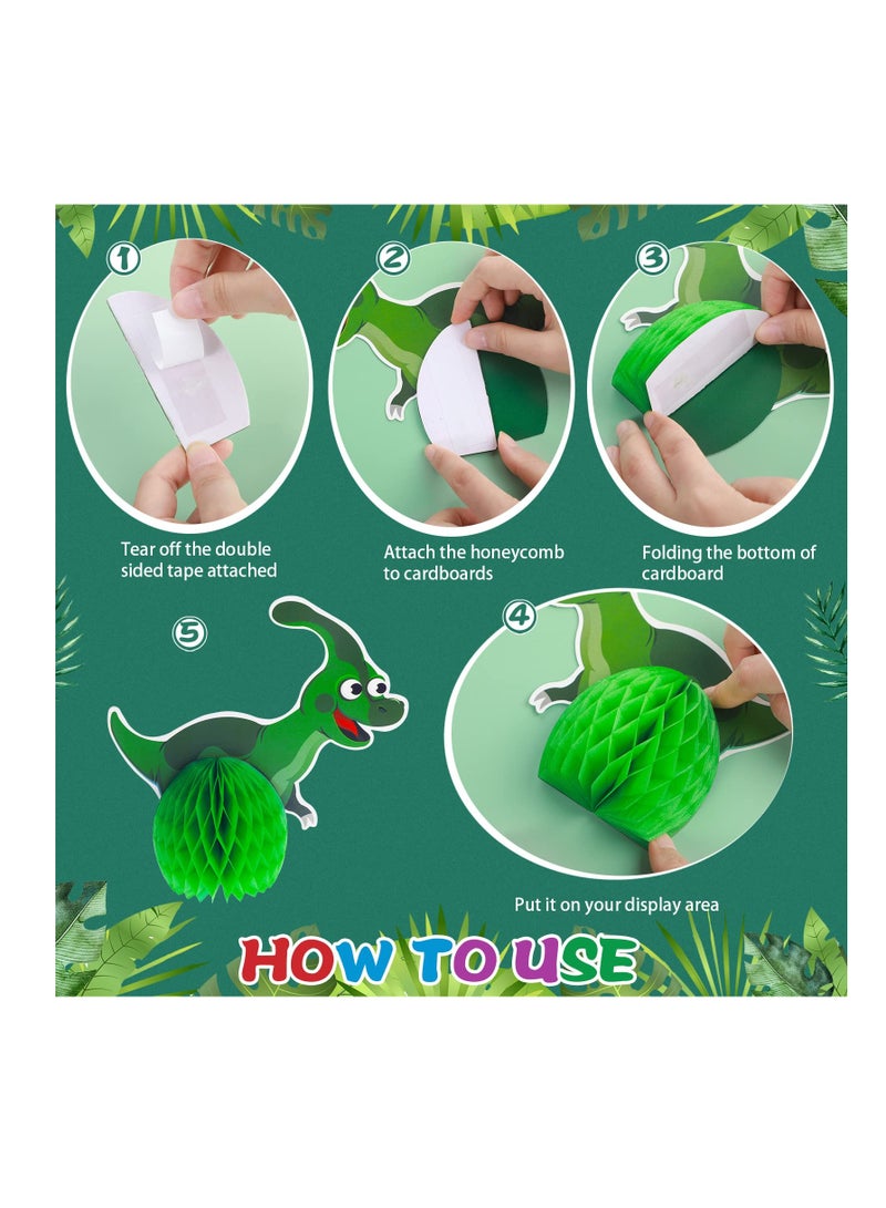 KASTWAVE Centerpieces, KASTWAVE Dinosaur Party Honeycomb Table 3D Dinosaur Center Piece Table Topper Dinosaur Birthday Party Supplies Dinosaur Theme Baby Decorations Boy Birthday Party Supplies (9 Pcs)  - Image 3