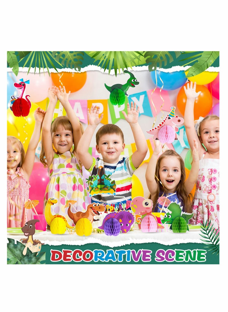 KASTWAVE Centerpieces, KASTWAVE Dinosaur Party Honeycomb Table 3D Dinosaur Center Piece Table Topper Dinosaur Birthday Party Supplies Dinosaur Theme Baby Decorations Boy Birthday Party Supplies (9 Pcs)  - Image 4