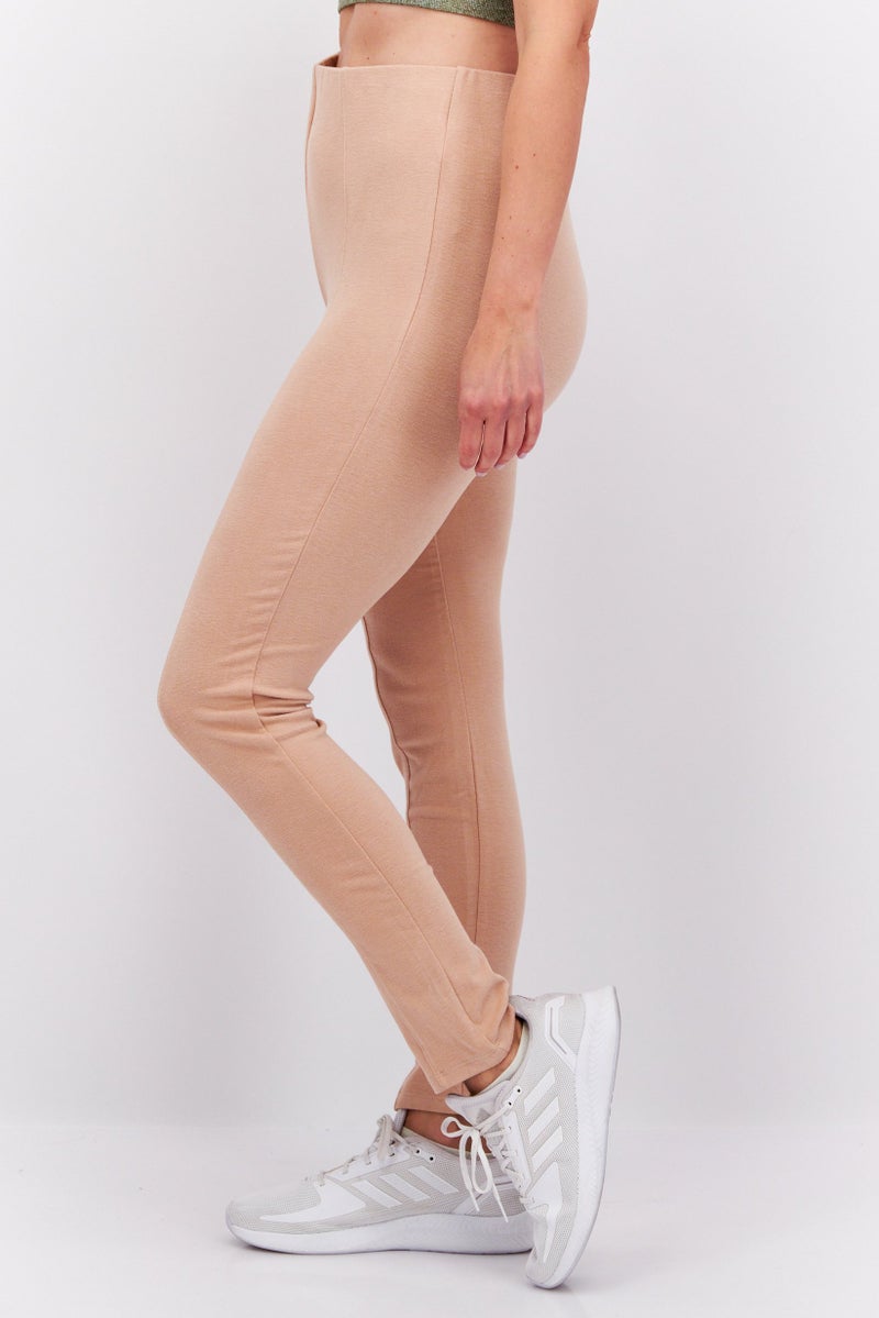 Etam Women Regular Fit Solid Pants, Beige - Image 3