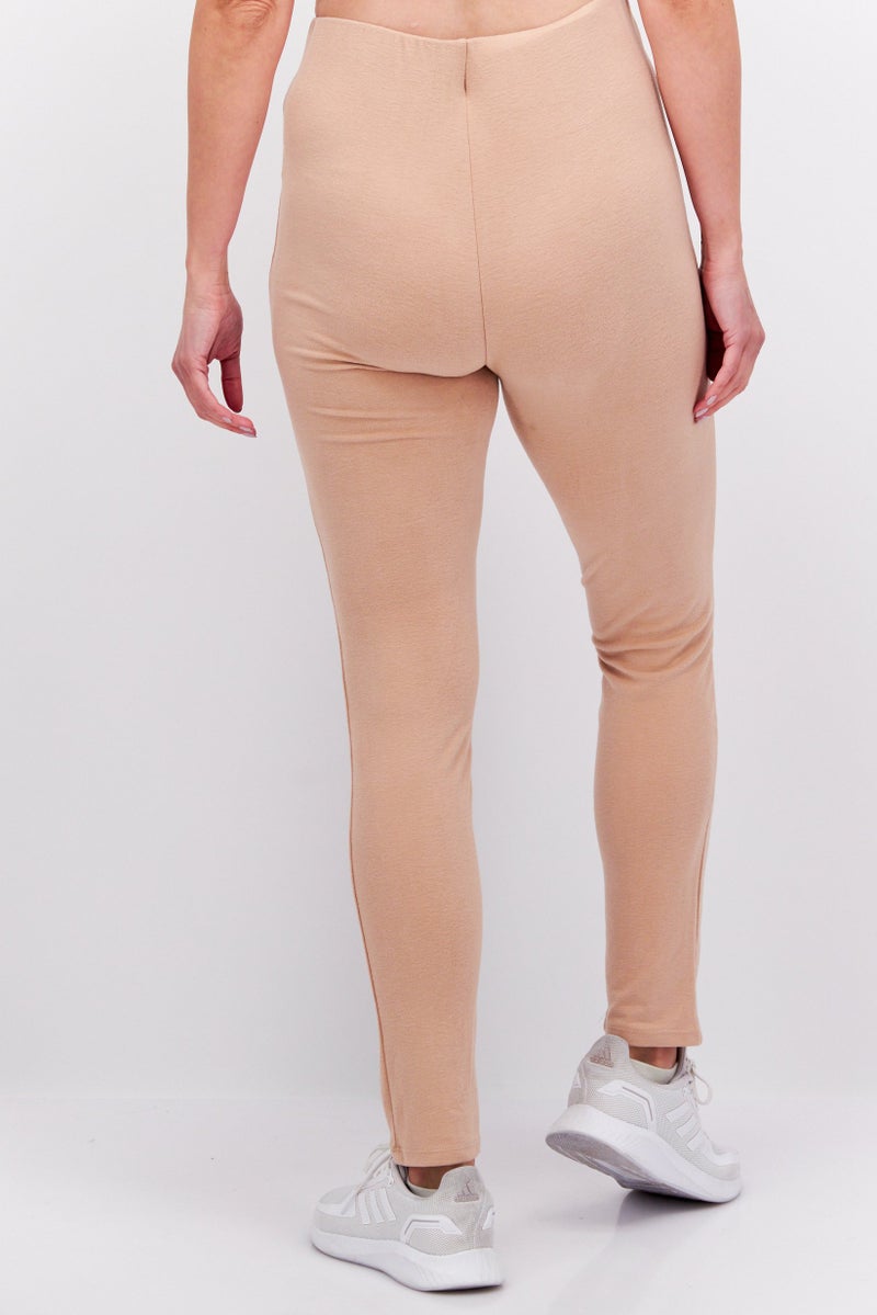 Etam Women Regular Fit Solid Pants, Beige - Image 2