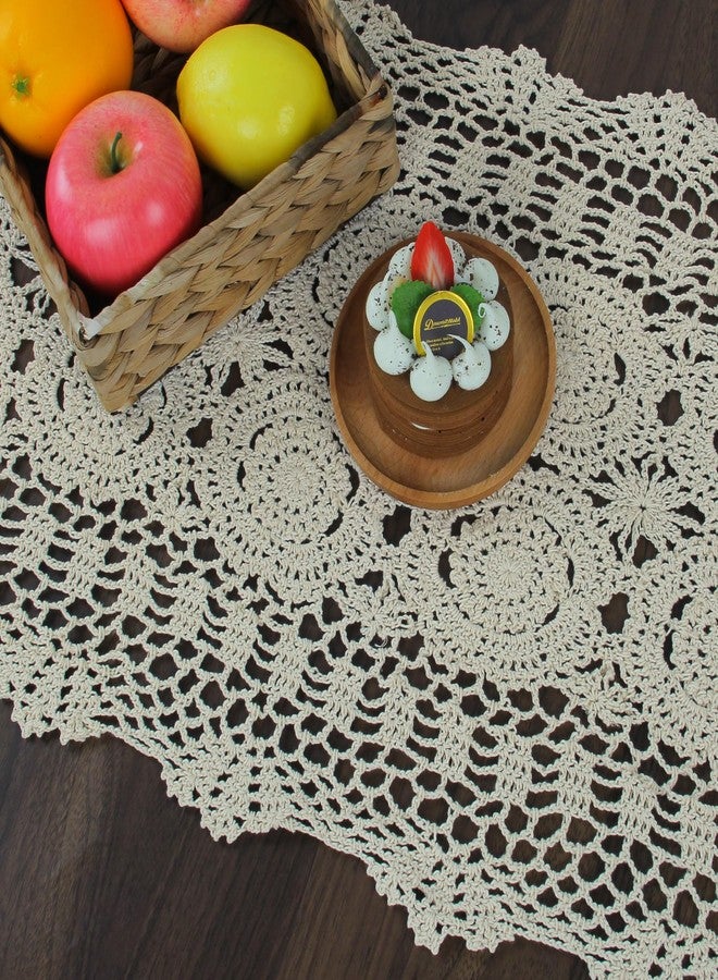 kilofly Handmade Crochet Cotton Lace Table Runner Tablecloth, 15 x 60 inch - Image 5
