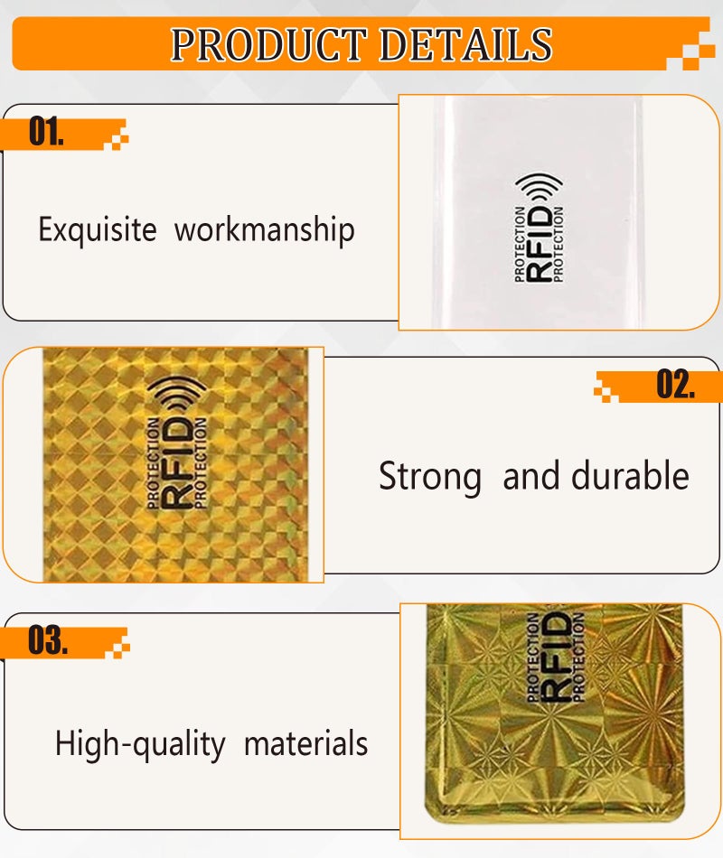 FFZDENA 15Pcs ATM Card Cover, RFID Blocking Card Sleeves Set, Identity Theft Protection Secure Sleeves Set, Credit Card Protector RFID Blocking Sleeve, Waterproof Aluminum Foil Slim Design - Image 3