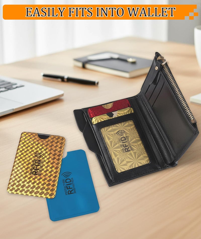 FFZDENA 15Pcs ATM Card Cover, RFID Blocking Card Sleeves Set, Identity Theft Protection Secure Sleeves Set, Credit Card Protector RFID Blocking Sleeve, Waterproof Aluminum Foil Slim Design - Image 4