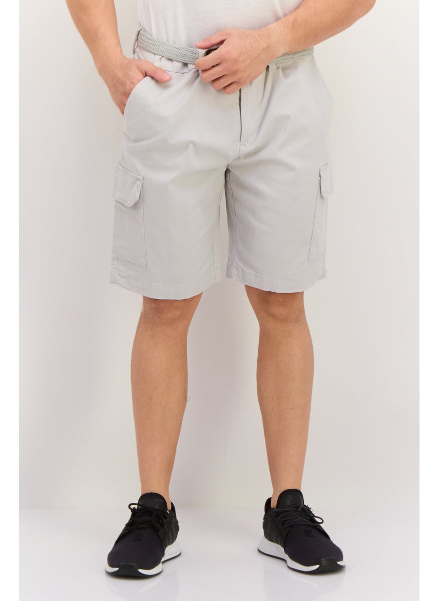 Threadbare Men Solid Cargo Short, Light Grey  - Image 1