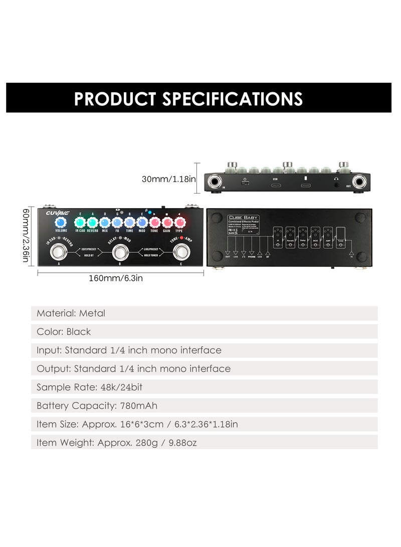 Generic CUVAVE CUBE BABY Portable Multifunctional Electric Guitar Combined Effect Pedal with Wireless Music Playback Phone Recording Audio Type-C Interface Function  - Image 3