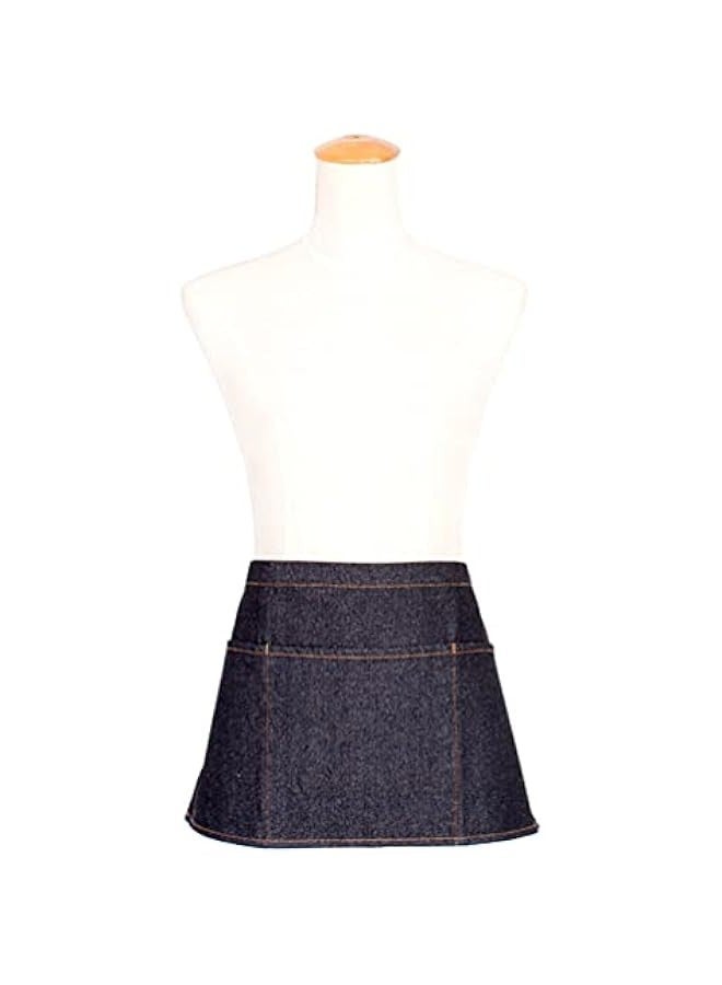 Generic Denim Short Waist Apron with 3 Pockets Waist Apron Half Waiter Waitress Restaurant Gardening Half Apron for Women Men Home Kitchen Restaurant Work  - Image 4