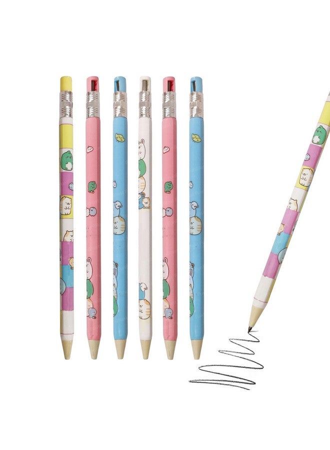 فنبلاست قلم رصاص ميكانيكي من فن بلاست مع مبراة للأطفال - أقلام رصاص مبراة مسبقًا للأطفال، أقلام كاواي للأطفال، أقلام رصاص لطيفة، هدية إرجاع للأطفال، قلم رصاص للرسم والتظليل (مجموعة من 6 قطع) - Image 1