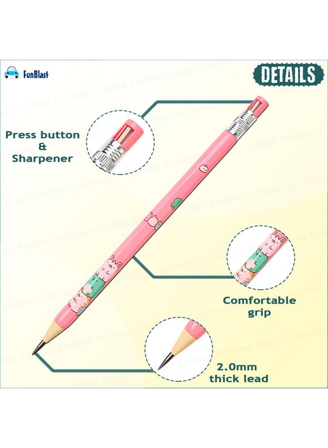 فنبلاست قلم رصاص ميكانيكي من فن بلاست مع مبراة للأطفال - أقلام رصاص مبراة مسبقًا للأطفال، أقلام كاواي للأطفال، أقلام رصاص لطيفة، هدية إرجاع للأطفال، قلم رصاص للرسم والتظليل (مجموعة من 6 قطع) - Image 5