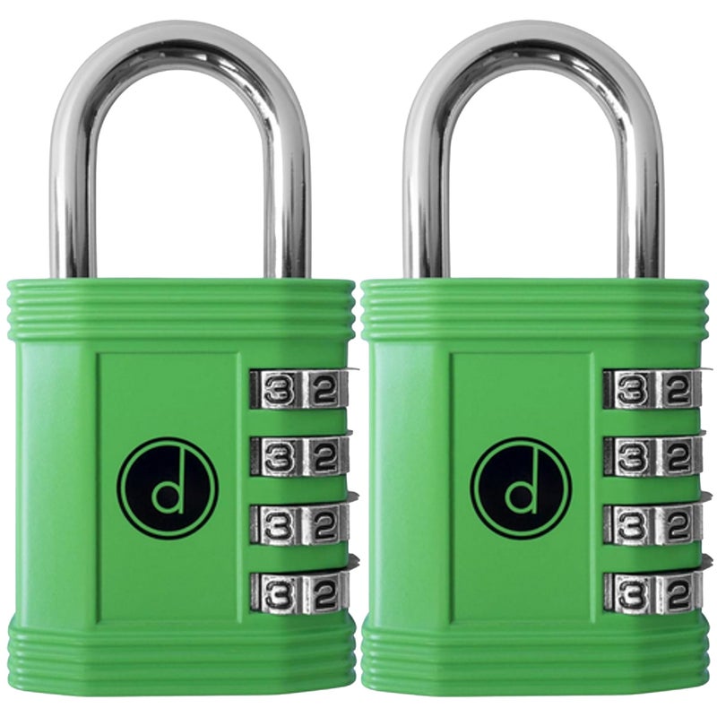 Padlock 2 Pack 4 Digit Combination Lock for Gym School Locker Outdoor Gate Shed Fence and Storage Weatherproof Metal Keyless Easy to Set Resettable Green