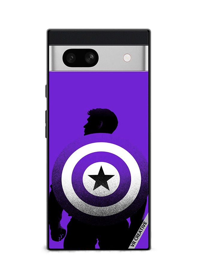 VR CREATIVE Protective Case Cover For Google Pixel 7a Purple Captain America Design Multicolour - Image 1