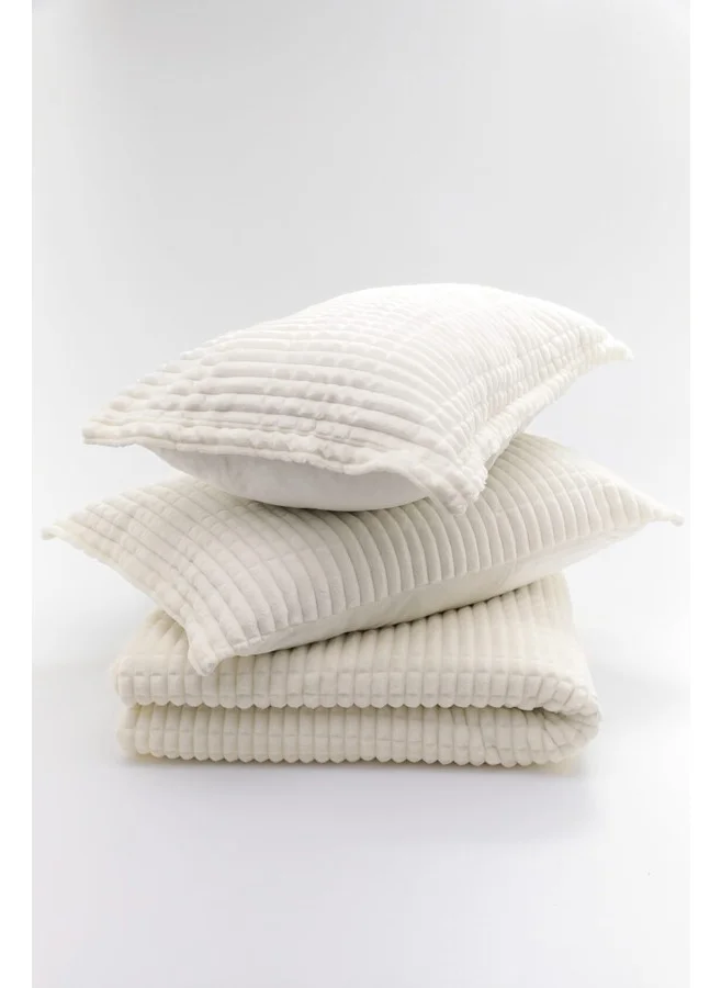 Favora Modern Line 3 Piece Blanket Set - Ecru