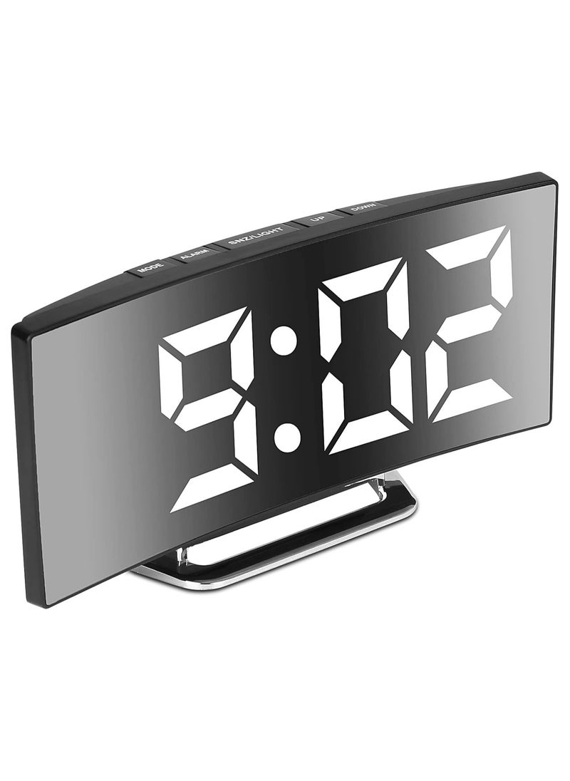 Generic - Alarm Clock, Large 7 Inch LED Mirrored Display, 2 Kinds of Brightness, 12/24 Hours, Temperature, Date, Snooze, USB Power Supply, Memory Function (White) - Image 1