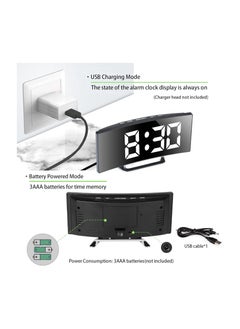 Generic Alarm Clock, Large 7 Inch LED Mirrored Display, 2 Kinds of Brightness, 12/24 Hours, Temperature, Date, Snooze, USB Power Supply, Memory Function (White)  - Image 2