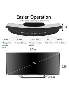 Generic Alarm Clock, Large 7 Inch LED Mirrored Display, 2 Kinds of Brightness, 12/24 Hours, Temperature, Date, Snooze, USB Power Supply, Memory Function (White)  - Image 3