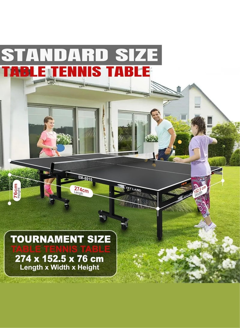 Sky Land Outdoor Table Tennis Table | Foldable 9x5 FT Ping Pong Table | Waterproof Aluminum Composite Panels | Professional Indoor & Outdoor TT Table | Easy Storage & Movable Wheels | EM-8010 - Image 5