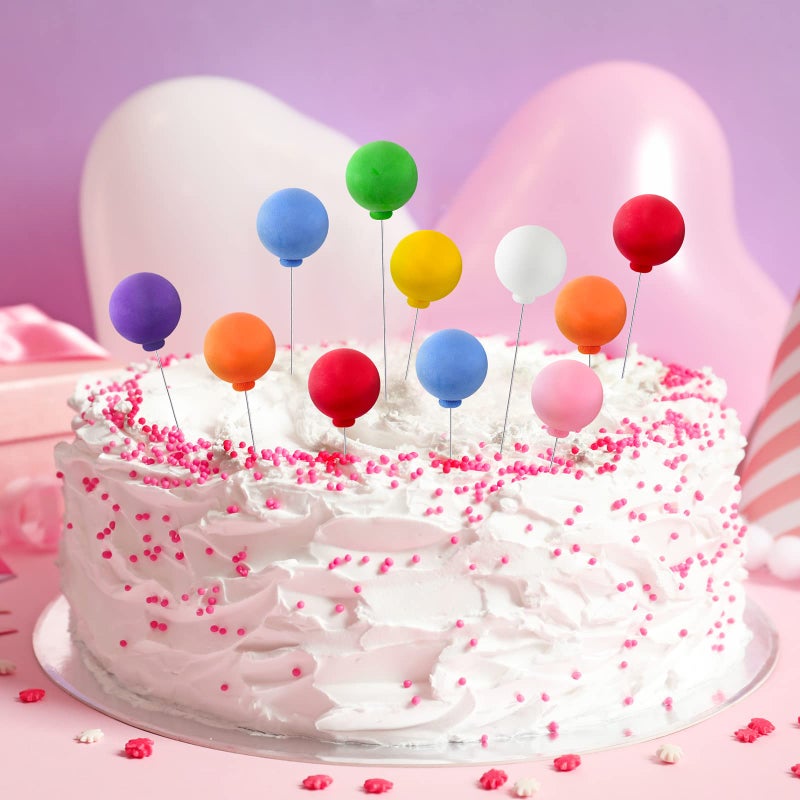 Sieral 40 Pcs Mini Balloon Cake Toppers Colorful Rainbow Cake Topper Round Clay Balls Cupcake Toppers for Birthday Baby Shower Wedding Party Decorations(Rainbow Color) - Image 4